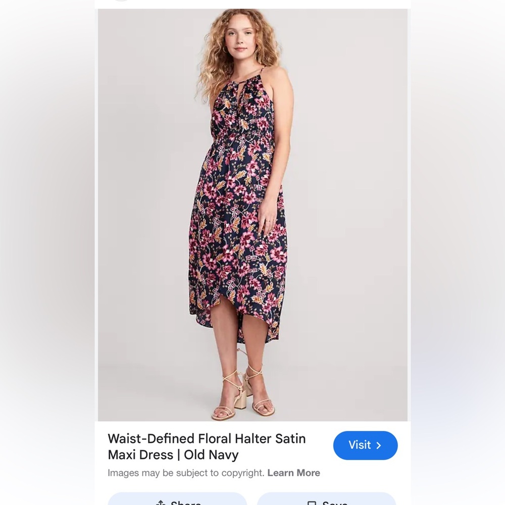 Waist-Defined Floral Halter Satin Maxi Dress Large Tall Old Navy Family Matching